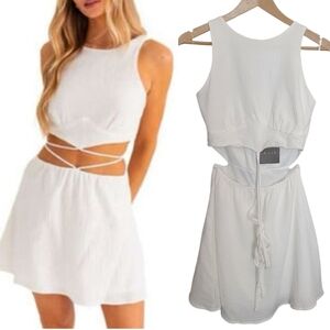 🆕️ Le Lis Gauze Cutout Front High Neck Lined Mini Dress